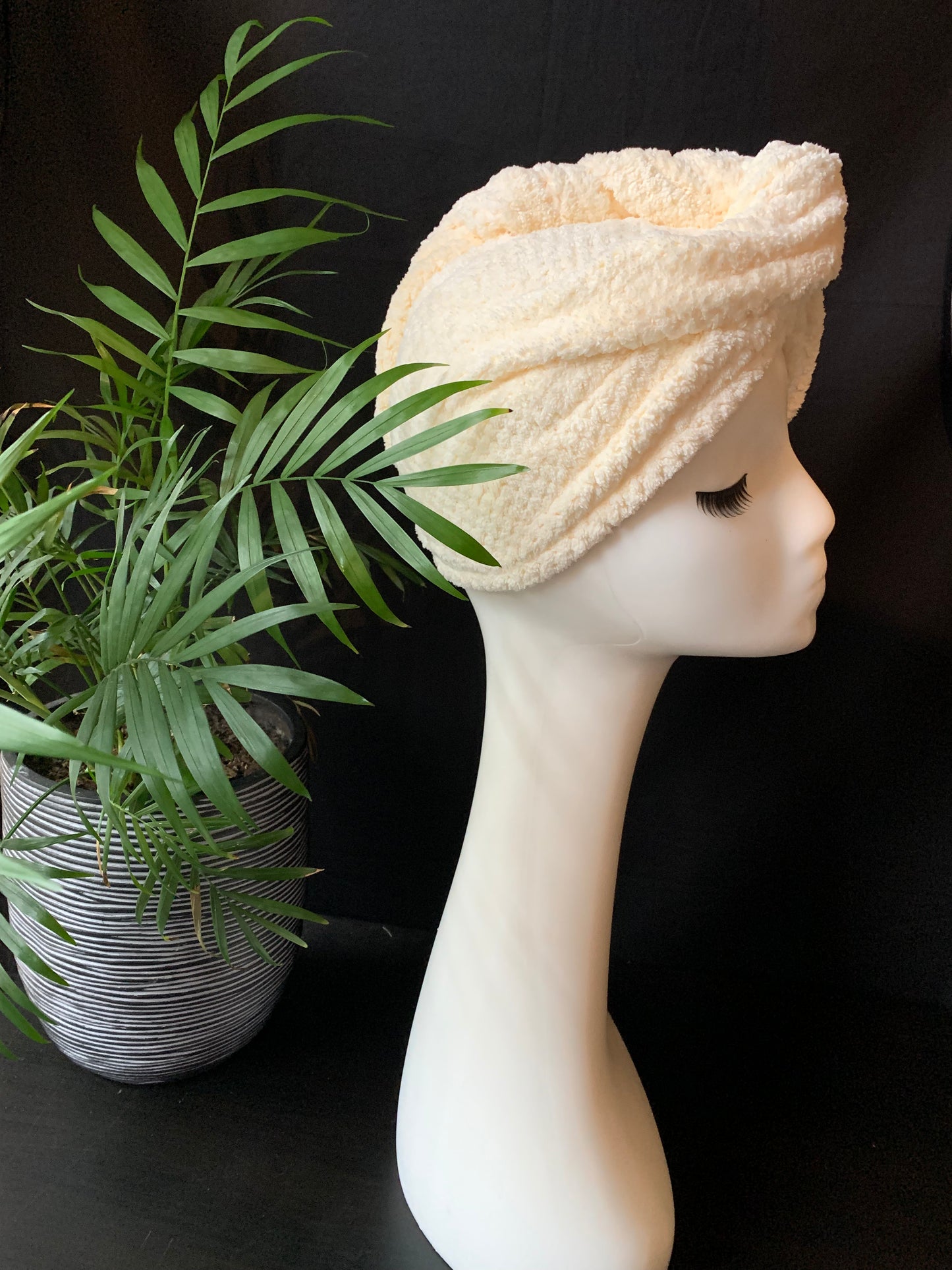 Cream hair towel wrap