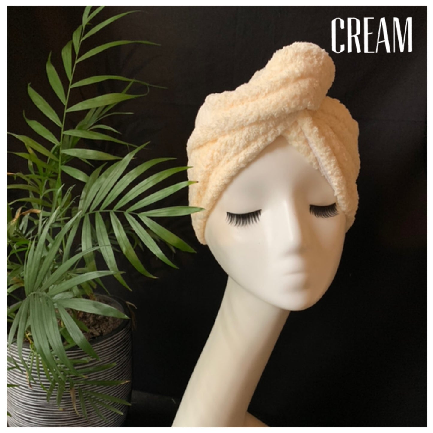 Cream hair towel wrap